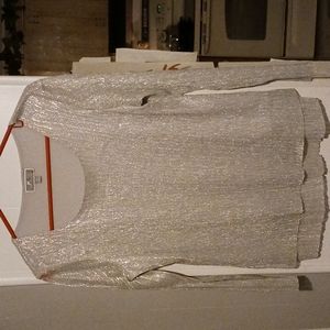 JM Collection Petite. Silver glitter long sleeve. Size P/L